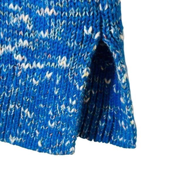 Lands End blue warm long tunic sweater notch neck cotton blend with stretch L - Picture 4 of 11